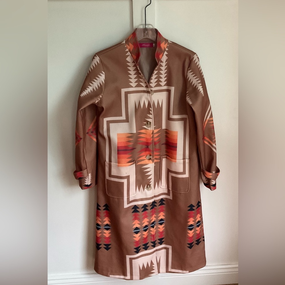Aztec Bohemian Button Coat